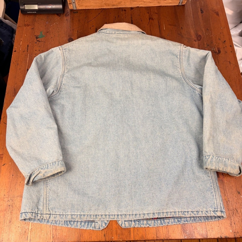 Vintage 80s OshKosh BGosh Blanket Lined Denim Chore Jacket USA Made Workwear 46R - Picture 13 of 15